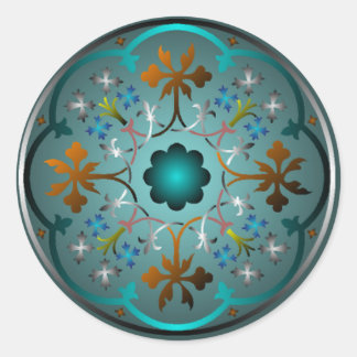 Adesivo Redondo Padrão Floral Medieval