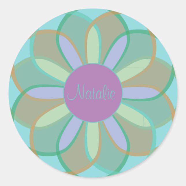 Adesivo Redondo Padrão Floral Monograma (Frente)