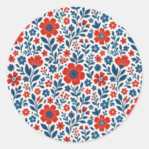 Adesivo Redondo padrão floral temático EUA/americano
