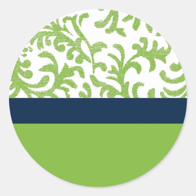 Adesivo Redondo Padrão Floral Verde e Azul (Frente)