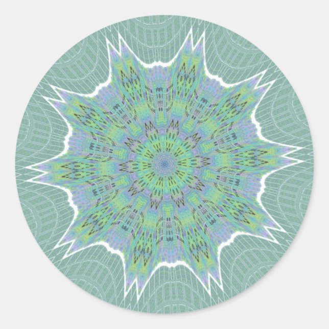 Adesivo Redondo Padrão Floral Verde legal (Frente)