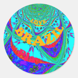 Adesivo Redondo Padrão Floral Vibrante: Um Tributo Brasileiro.