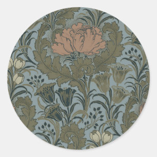 Adesivo Redondo Padrão Floral Vitoriano Antigo Terracota Sage