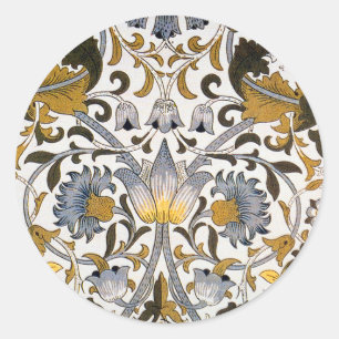 Adesivo Redondo Padrão Floral William Morris Lodden: Azul Dourado