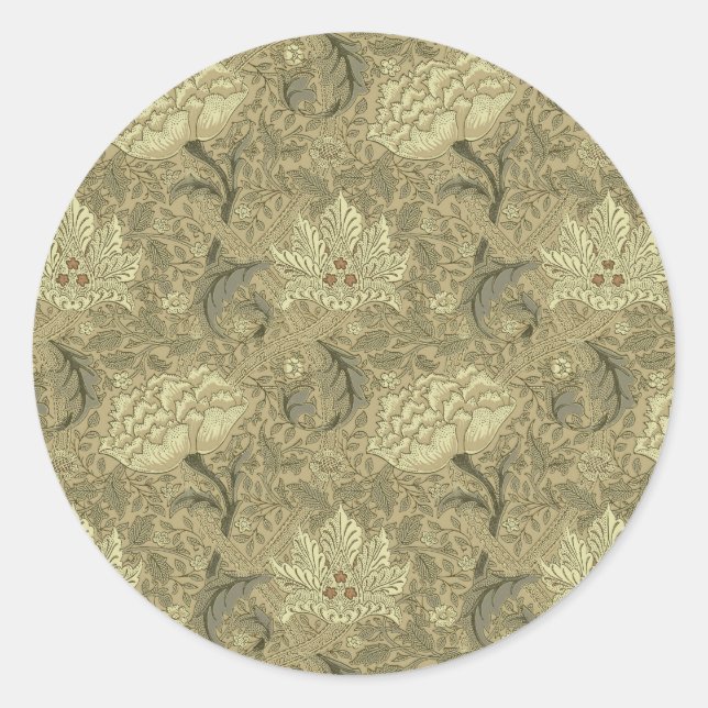 Adesivo Redondo Padrão Floral William Morris Windrush: Vintage (Frente)