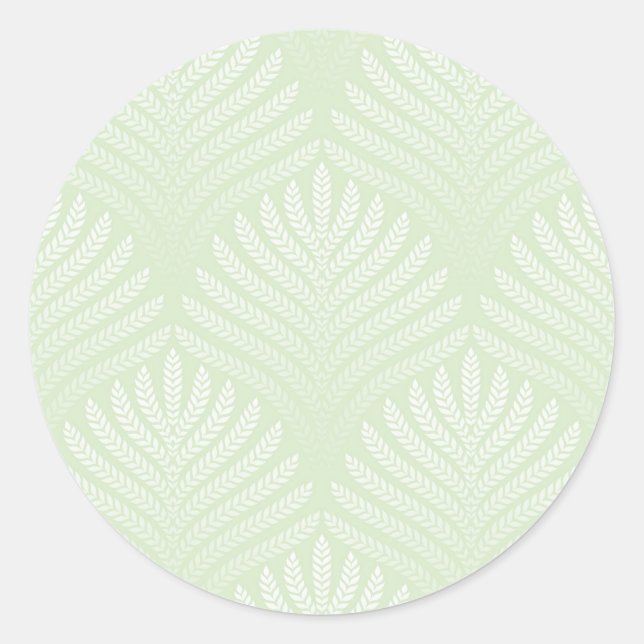Adesivo Redondo Padrão foliar clássico em branco e verde (Frente)