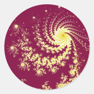 Adesivo Redondo Padrão Fractal de Mandelbrot Vermelho