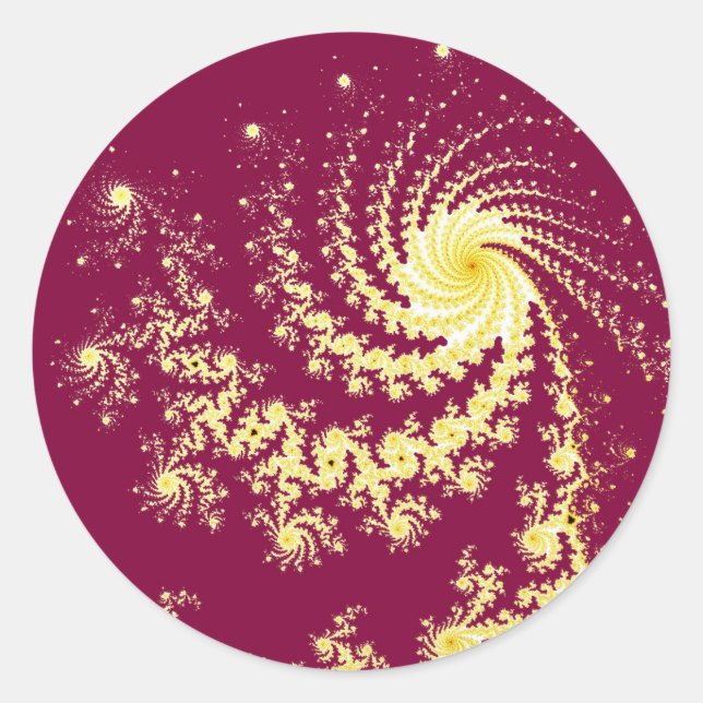 Adesivo Redondo Padrão Fractal de Mandelbrot Vermelhos (Frente)