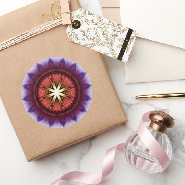 Adesivo Redondo Padrão fractal simbólico místico (Presentear)