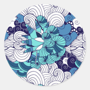 Adesivo Redondo Padrão Funky Seashell