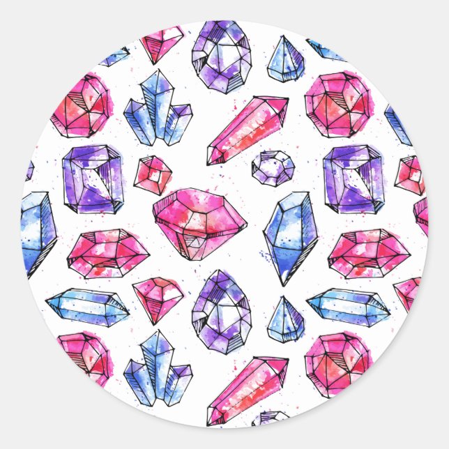 Adesivo Redondo Padrão Gem Cute (Frente)