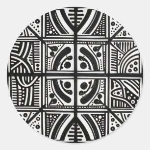 Adesivo Redondo Padrão Geométrico Abstrato Preto Branco