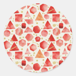 Adesivo Redondo Padrão Geométrico Aquarela Vermelho-Carmesim & Fer