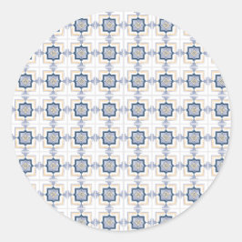 Adesivo Redondo Padrão geométrico azul e branco