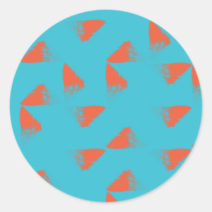 Adesivo Redondo Padrão geométrico azul, laranja, vibrante e de ten