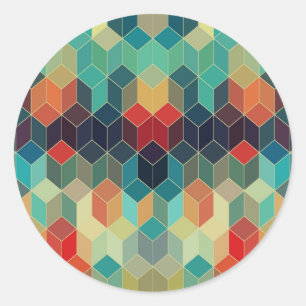 Adesivo Redondo Padrão Geométrico Colorido Cubos 2