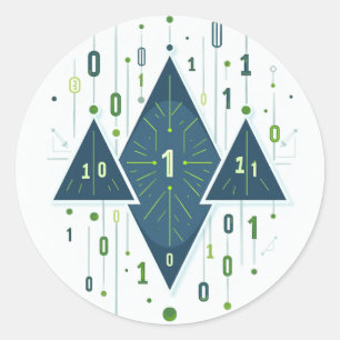 Adesivo Redondo Padrão Geométrico de Código Binário para Programad