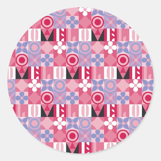 Adesivo Redondo padrão geométrico de impressão (Frente)