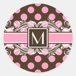 Adesivo Redondo Padrão Geométrico de Ponto Elegante Monograma