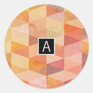 Adesivo Redondo Padrão Geométrico do Triângulo Suave   Monograma