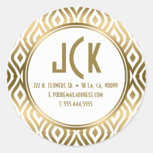 Adesivo Redondo Padrão Geométrico Dourado e Branco moderno