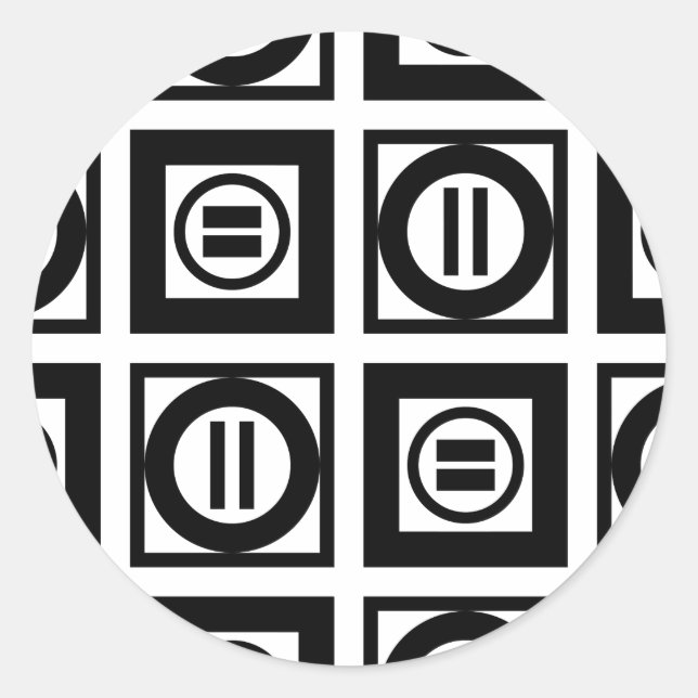 Adesivo Redondo Padrão Geométrico Igual a Preto e Branco (Frente)