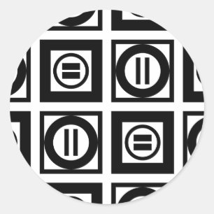 Adesivo Redondo Padrão Geométrico Igual a Preto e Branco