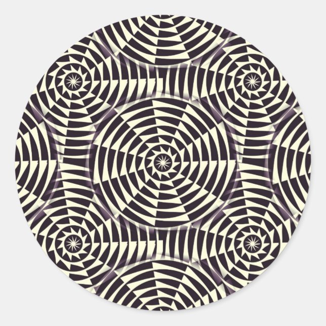 Adesivo Redondo Padrão geométrico monocromático sem costura (Frente)