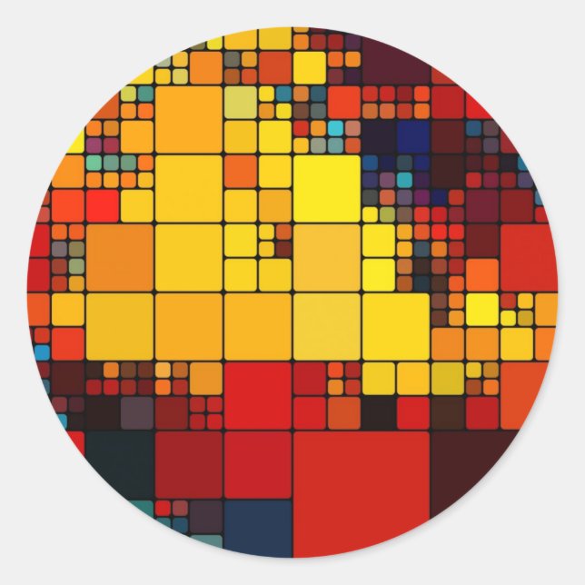 Adesivo Redondo Padrão geométrico vibrante do arco-íris abstrato (Frente)