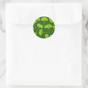 Adesivo Redondo Padrão Ginkgo em verde escuro