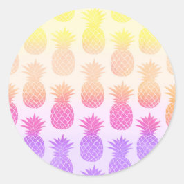 Adesivo Redondo Padrão Girly Topical Rainbow Summer Pineapple