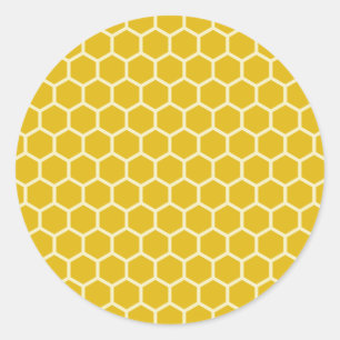 Adesivo Redondo Padrão Hexagonal do Colmeia Amarelo