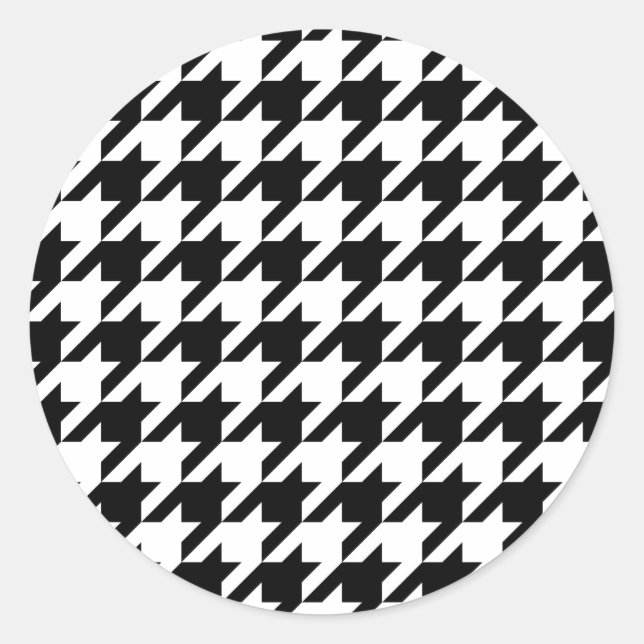 Adesivo Redondo Padrão houndstooth clássico design de verificação  (Frente)