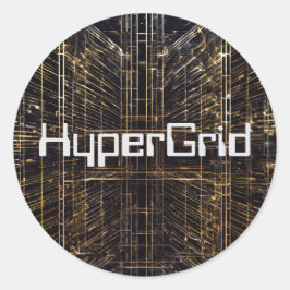 Adesivo Redondo Padrão HyperGrid inspirado pela AI