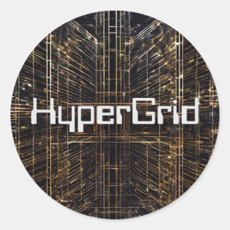 Adesivo Redondo Padrão HyperGrid inspirado pela AI