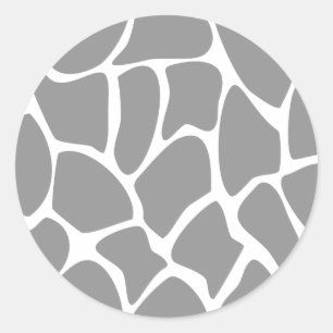 Adesivo Redondo Padrão Impressão de Girafa na Cinza.