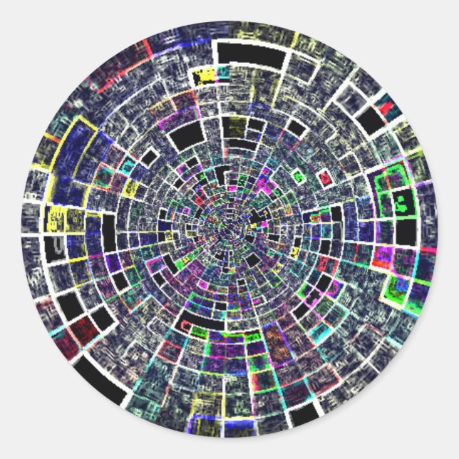 Adesivo Redondo Padrão incomum colorido (Frente)
