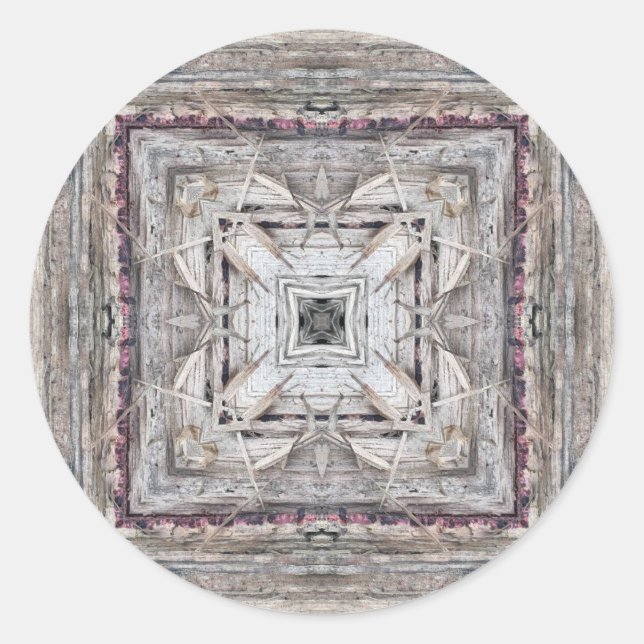 Adesivo Redondo Padrão Inspirado Aztec bonito Tingido Rosa (Frente)