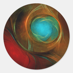 Adesivo Redondo Padrão Legal de Abstrato de Arte Fina Azul Moderna