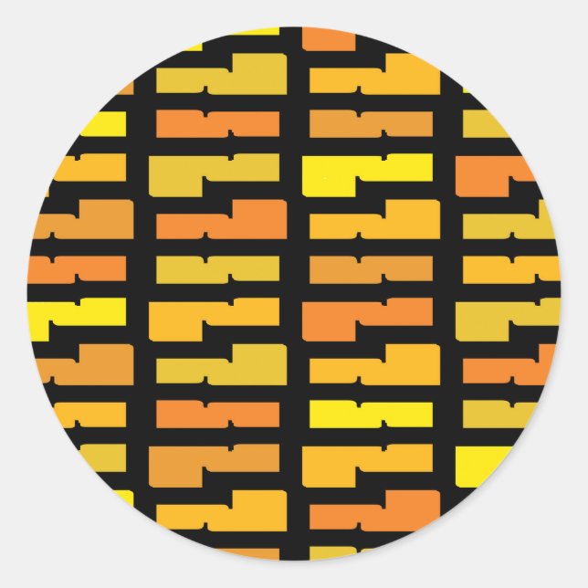 Adesivo Redondo Padrão Legal de Cidade Elétrica Amarelo e Laranja  (Frente)