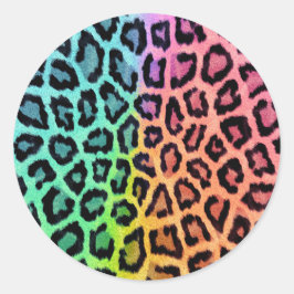 Adesivo Redondo Padrão-Leopardo Colorido Chic