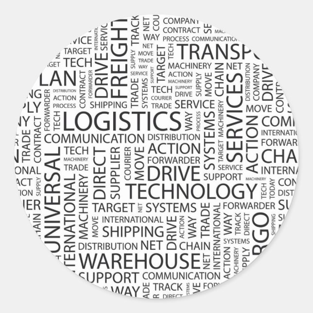 Adesivo Redondo Padrão LOGÍSTICO com palavras (Frente)