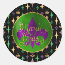Adesivo Redondo Padrão Mardi Gras com Miçangas em Preto
