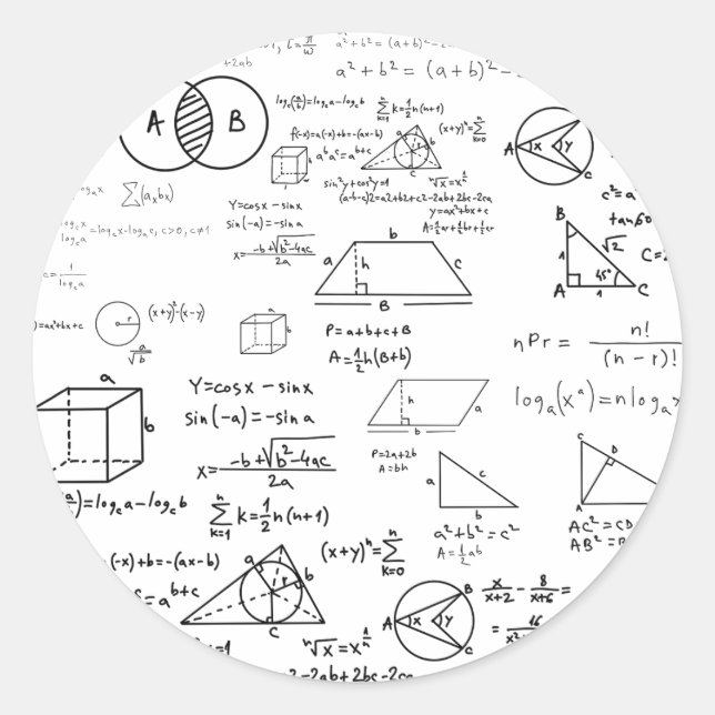 Adesivo Redondo padrão matemático (Frente)