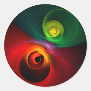 Adesivo Redondo Padrão Moderno de Abstrato de Arte Yin Yang Verde