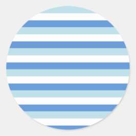 Adesivo Redondo Padrão Moderno de Tendy White Blue Stripe