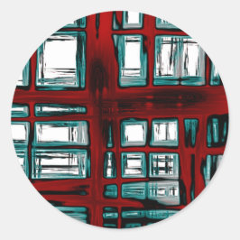 Adesivo Redondo Padrão na moda Red Xadrez