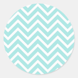 Adesivo Redondo Padrão na moda Teal Blue Chevron