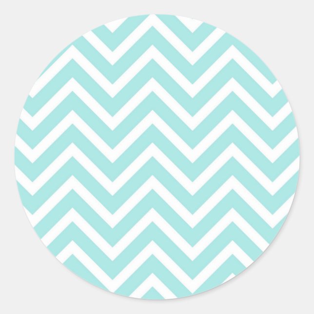 Adesivo Redondo Padrão na moda Teal Blue Chevron (Frente)