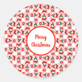 Adesivo Redondo Padrão natalício festivo